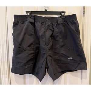 AFTCO Fishing Shorts‎ Men's 42 Black Elastic Waist 100% Nylon 6" Inseam Classic